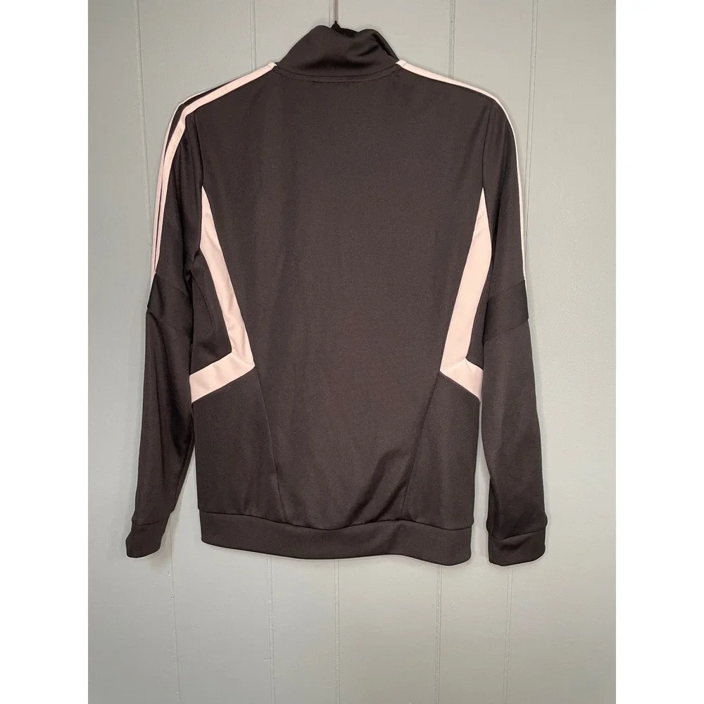 Adidas Track Jacket Black White 3 Stripe Climalite‎ Full Zip Size S